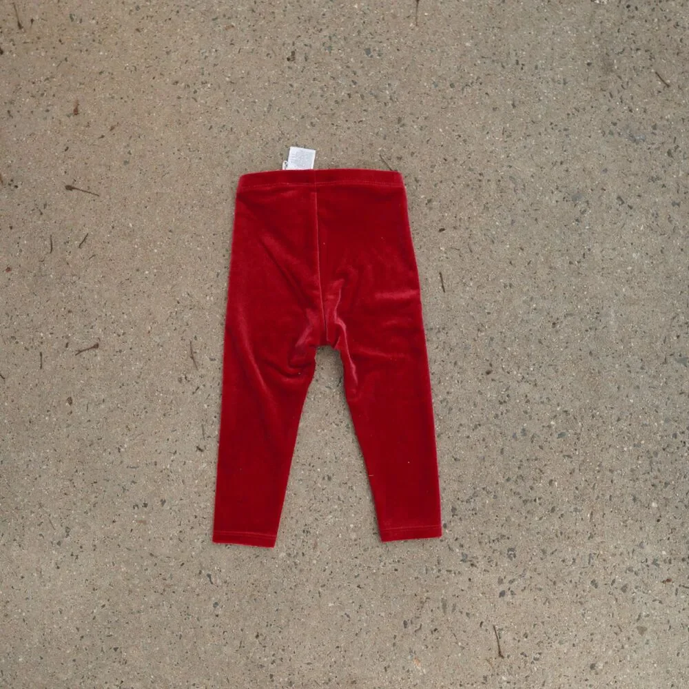 NWT Janie and Jack Red Velvet Leggings 12-18 Months Holiday Red Stretch Pants